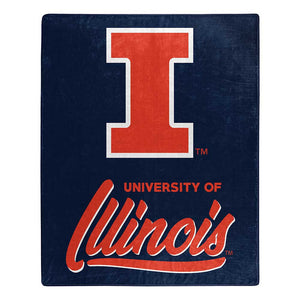 NCAA Illinois Fighting Illini Signature Raschel Throw Blanket 50x60 Inches