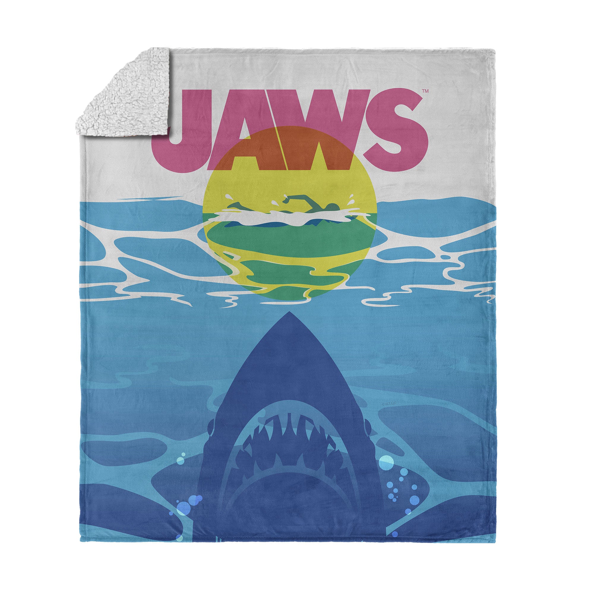 Jaws CMYK Poster Silk Touch Sherpa Throw Blanket 50x60 Inches jaws-cmyk-poster-silk-touch-sherpa-throw-blanket-50x60-inches