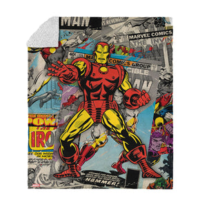 Marvel Iron Man Comic Silk Touch Sherpa Throw Blanket 50—60 Inches