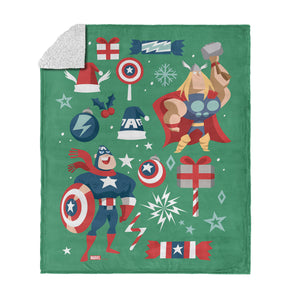 Marvel Avengers Powerful Christmas Silk Touch Sherpa Throw Blanket 50x60 Inches
