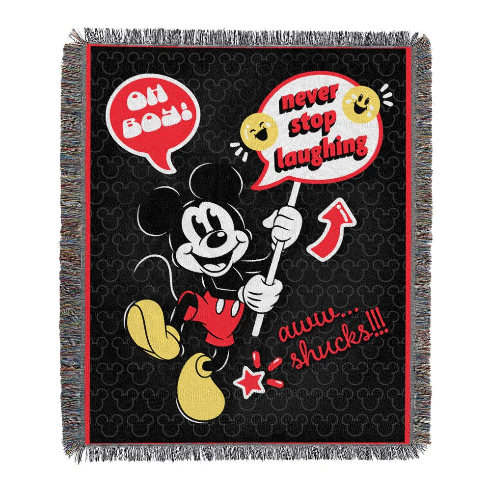 Disney Mickey Mouse Lots Of Laughs Woven Tapestry Throw Blanket 48x60