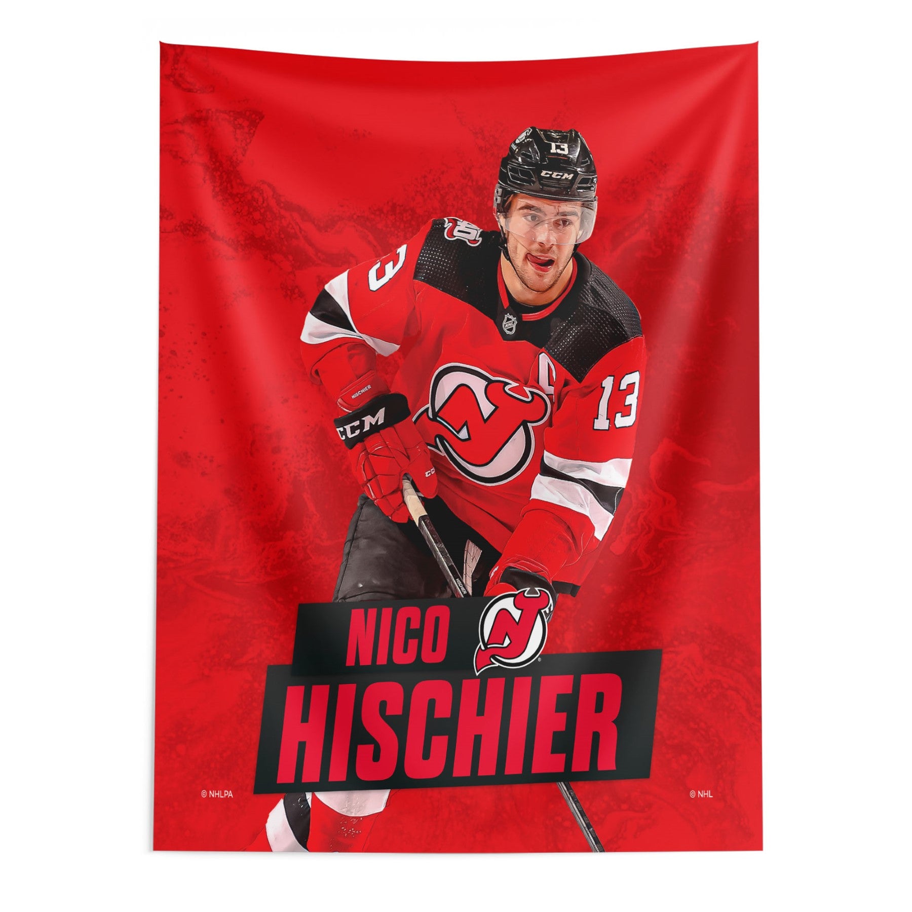 NHL Nico Hischier Devils Wall Hanging 50x60 Inches