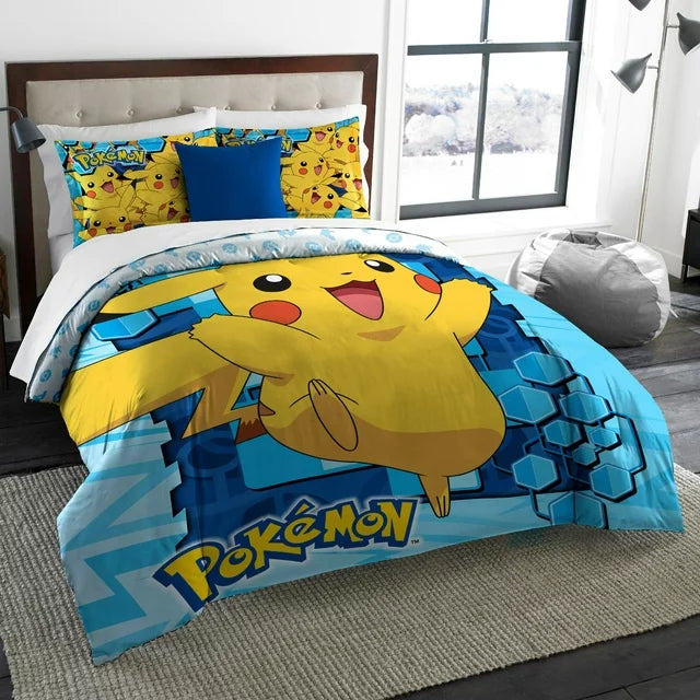 Pokemon Big Pika Comforter and Shams Set Twin/Full