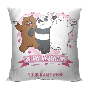 Cartoon Network We Bare Bears Be My Valentine Personalized Throw Pillow 18x18 Inches