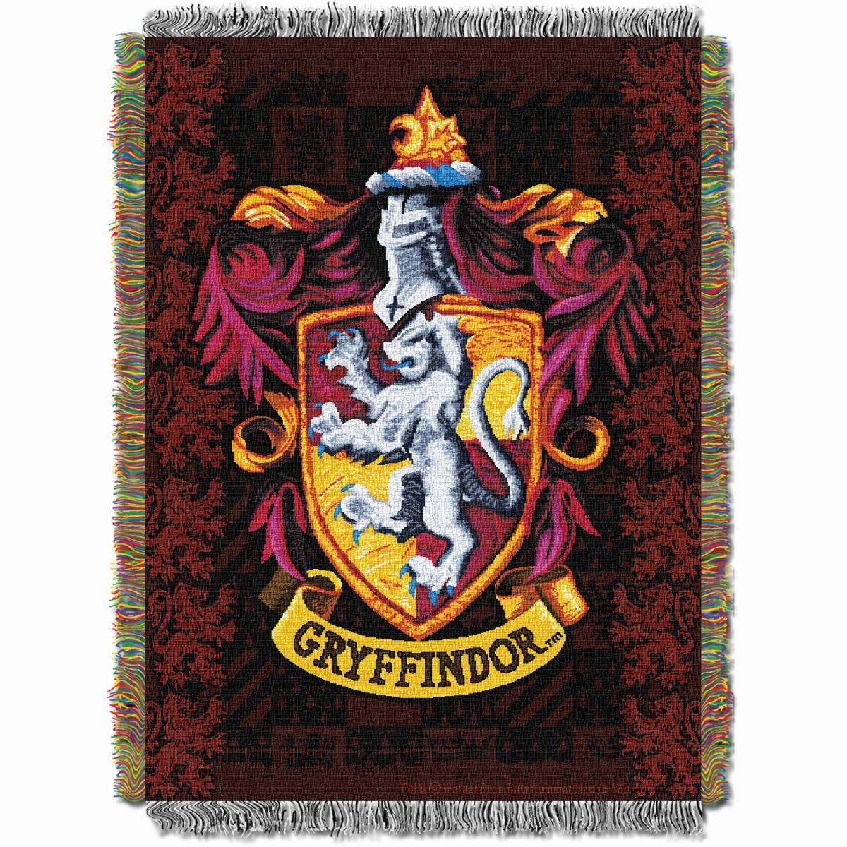 Warner Bros. Harry Potter Gryffindor Shield Woven Tapestry Throw Blanket  48x60 Inches