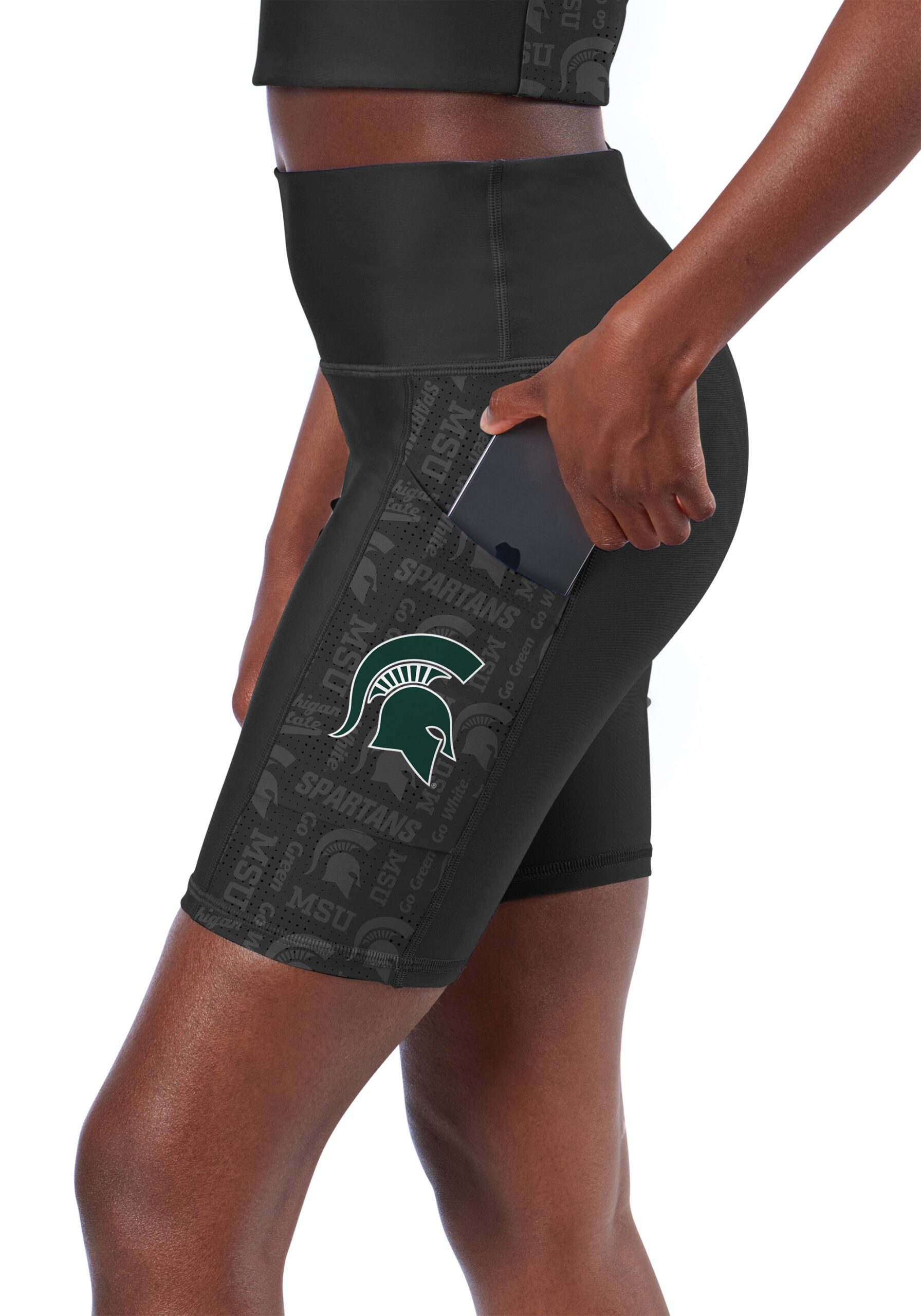 CERTO NCAA Michigan State Spartans Method High Waist 2-Pocket Biker Sh