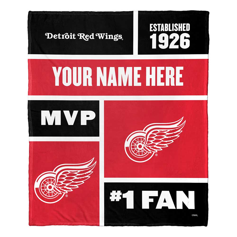 Detroit Red Wings, Teen/Adult 2024 Fleece Blanket with a red satin trim