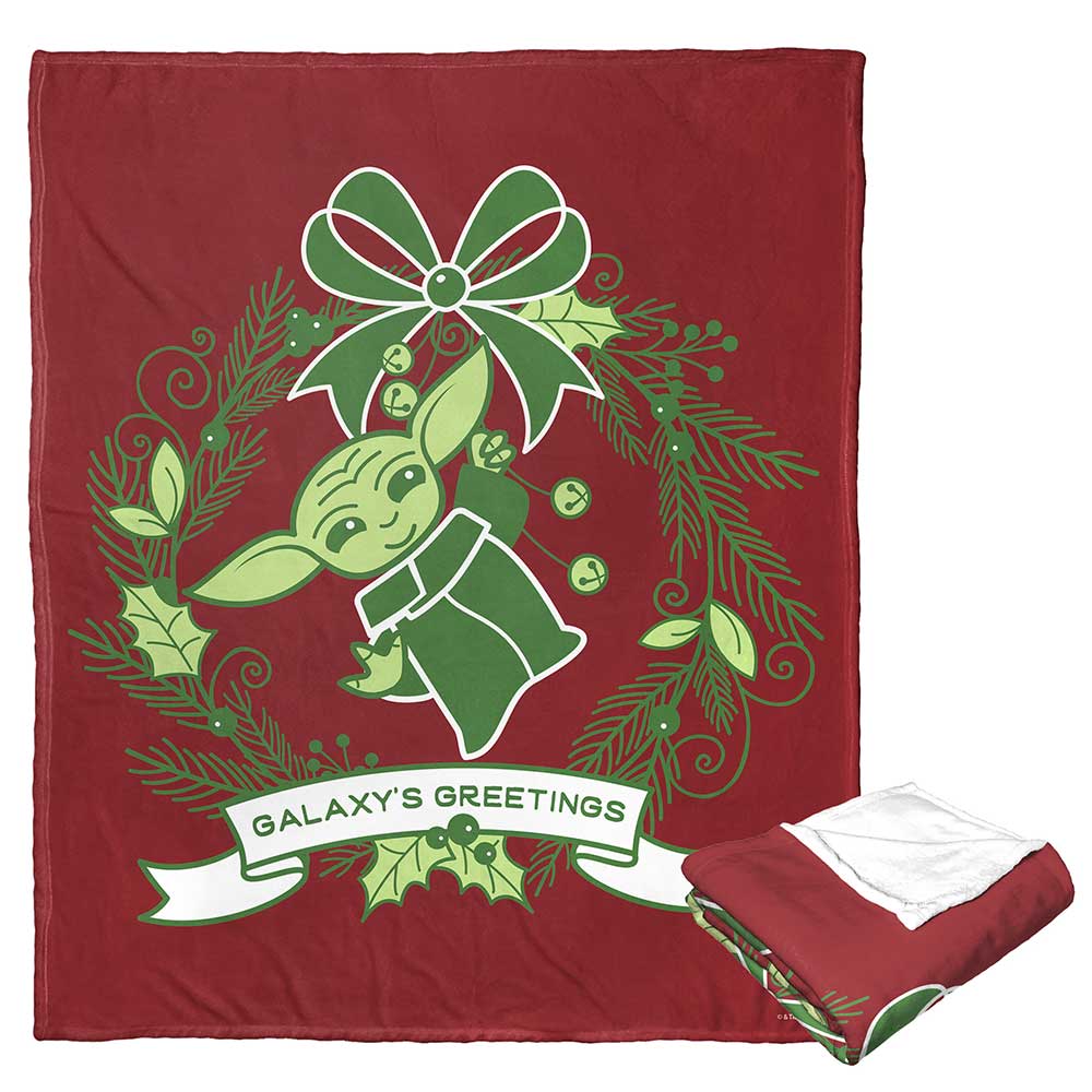Disney Star Wars The Mandalorian Grogu Wreath Silk Touch Throw Blanket