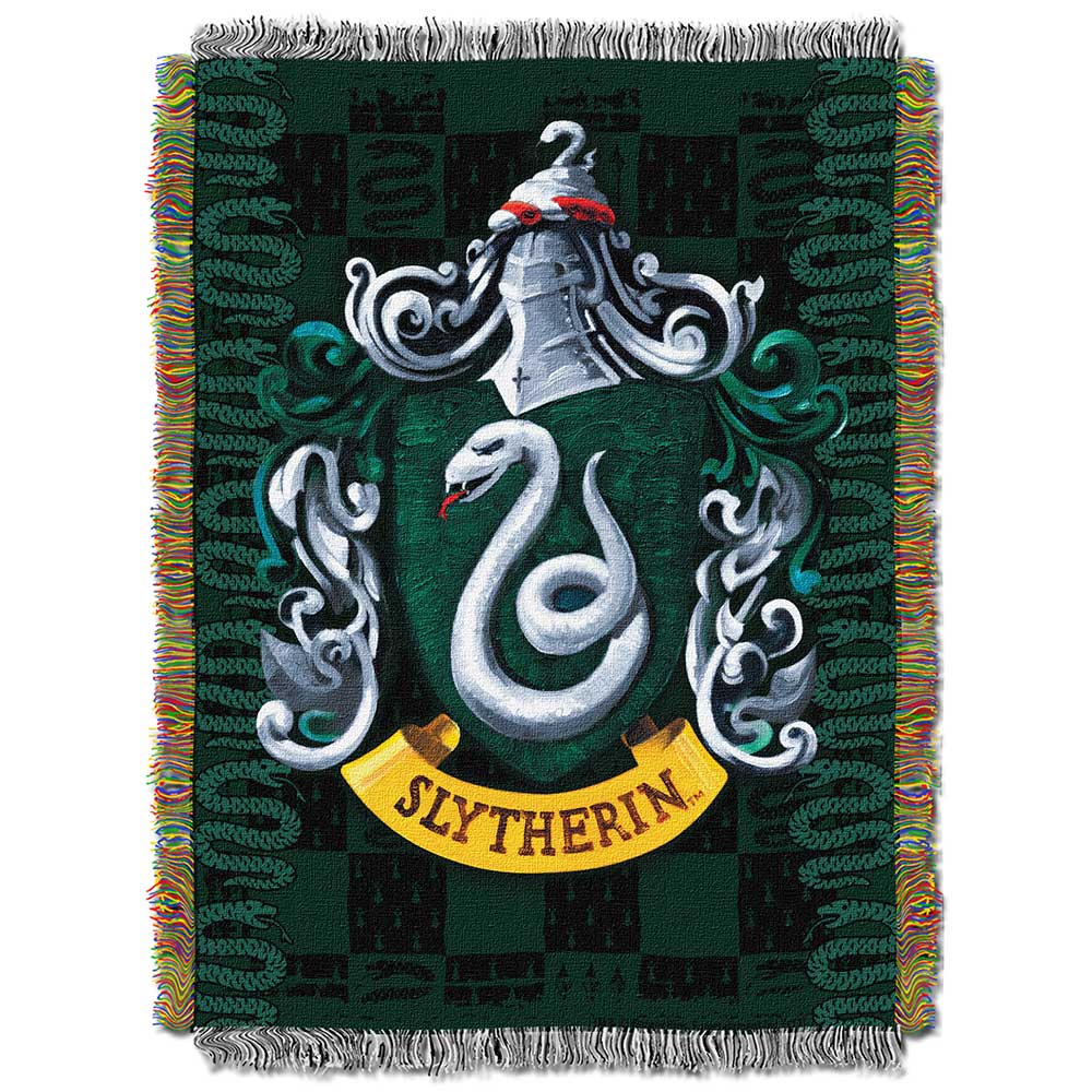 Warner Bros. Harry Potter Slytherin Shield Woven Tapestry Throw Blanke