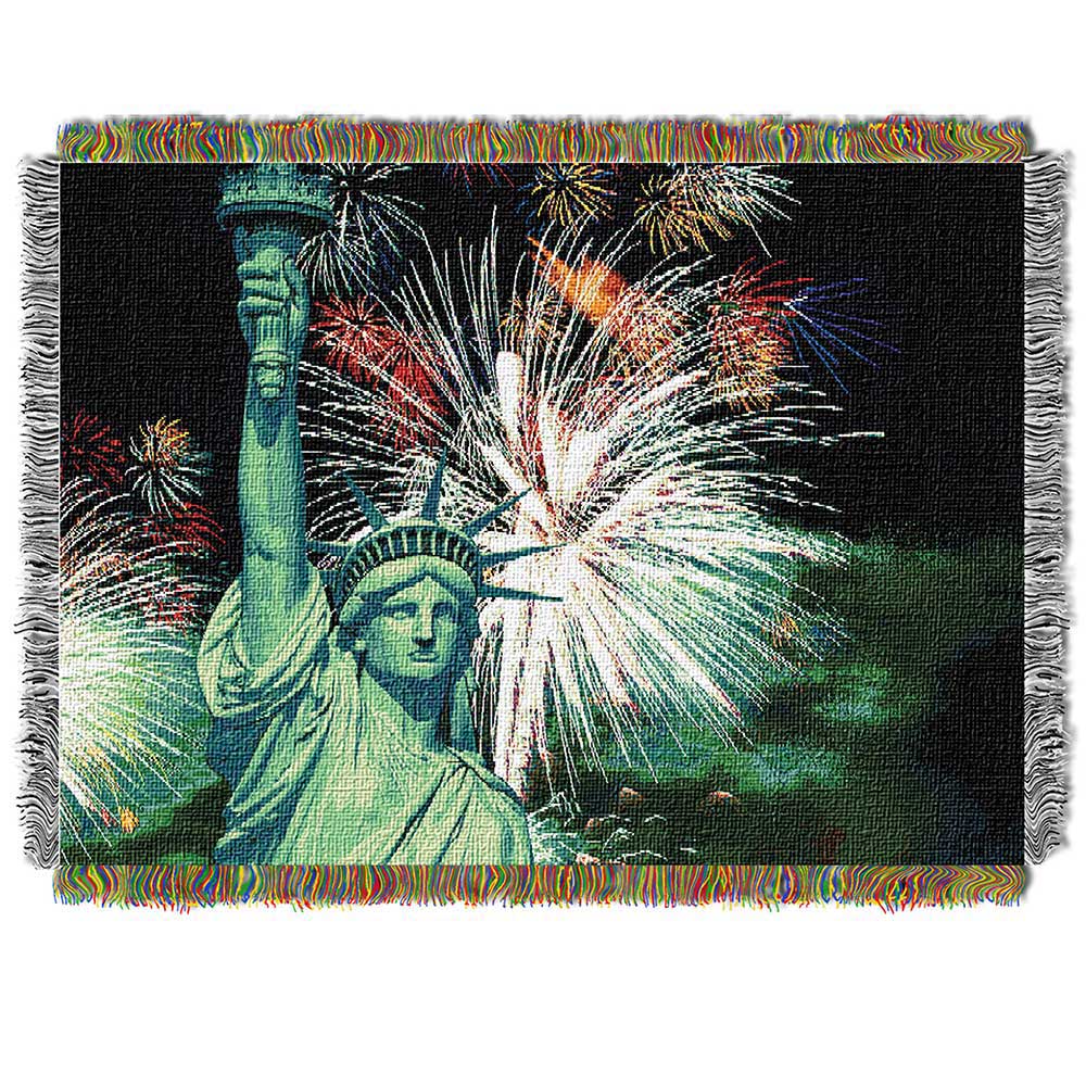 Lady Liberty Holiday Tapestry Throw Blanket 48x60 Inches