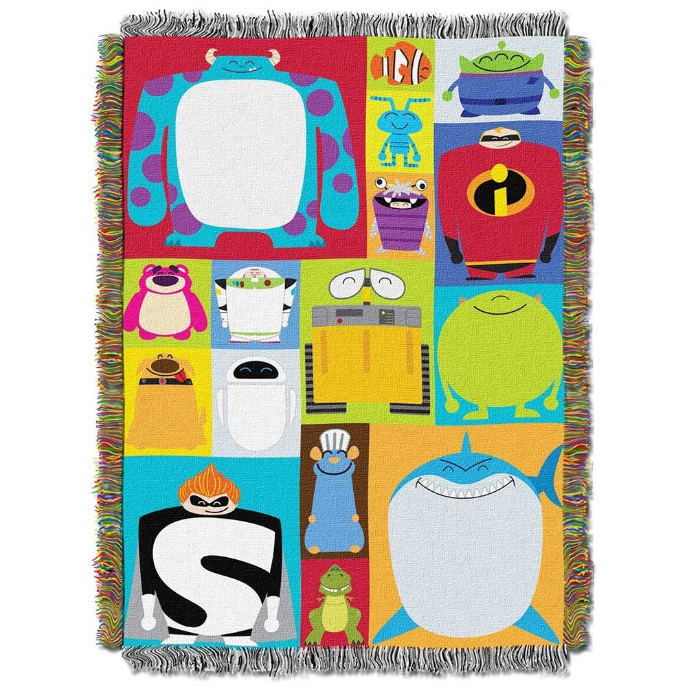 Disney Pixar Character Blocks Woven Tapestry Throw Blanket 48x60 Inches