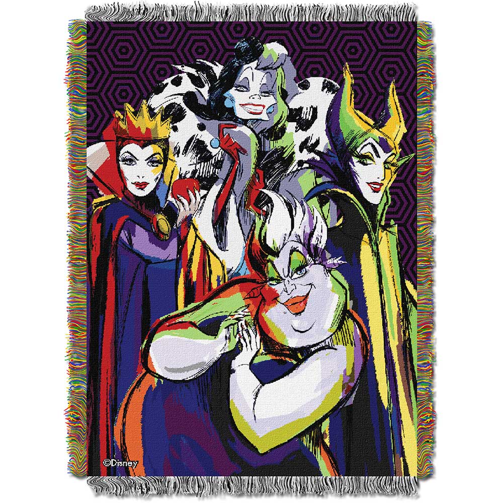 Disney Villains Villainous Group Woven Tapestry Throw Blanket 48x60 Inches