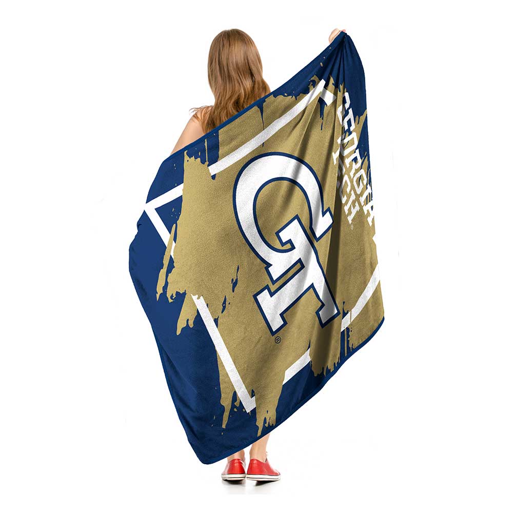 NCAA Dimensional Georgia Tech Yellow Jackets Micro Raschel Throw Blanket 46x60 Inches