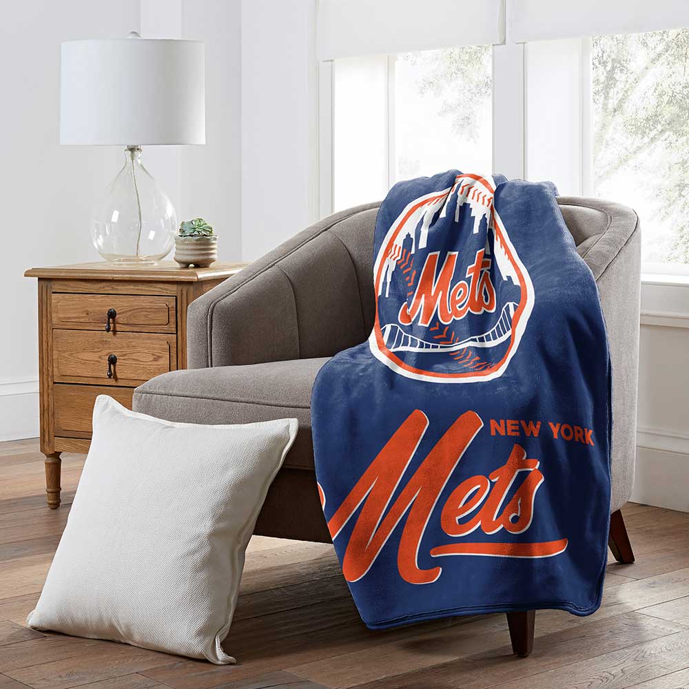 MLB New York Mets Signature Raschel Throw Blanket 50x60 Inches