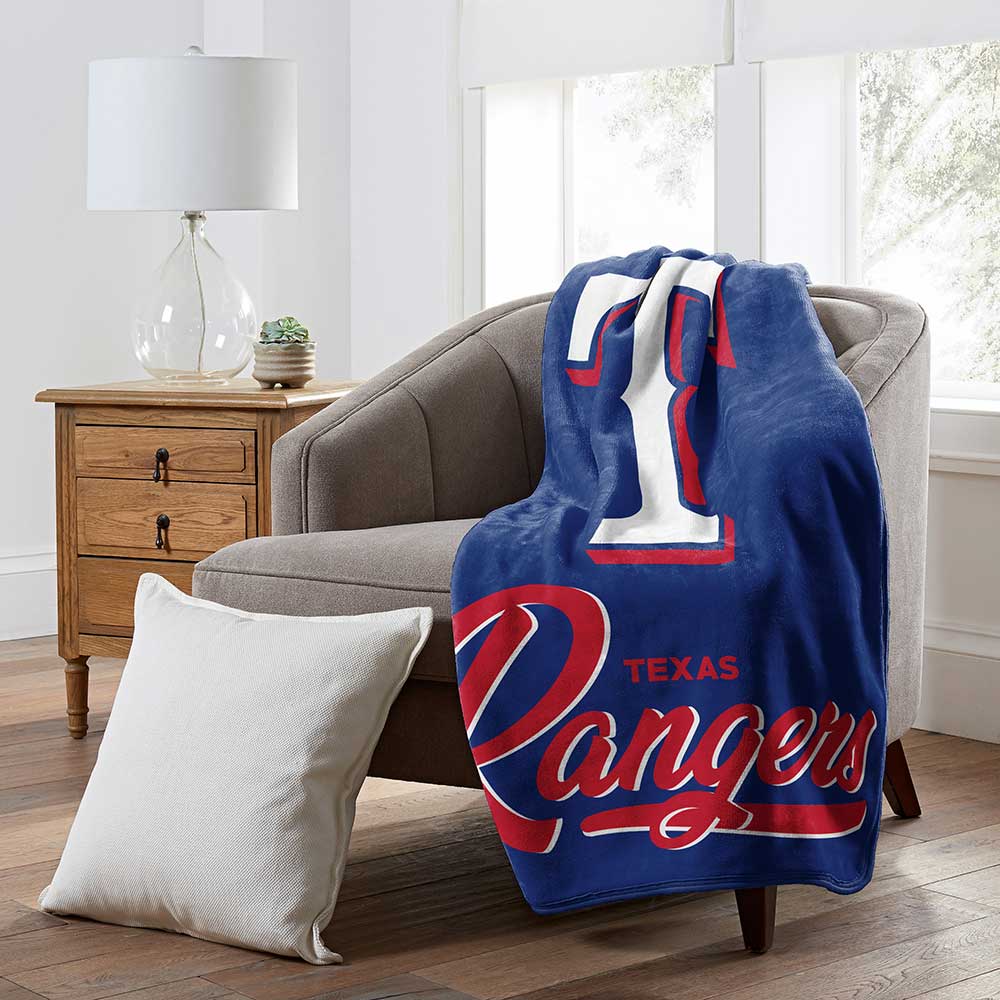 MLB Texas Rangers Signature Raschel Throw Blanket 50x60 Inches