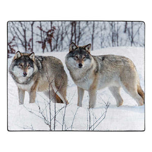 American Wilderness Collection Winter Wolves Wilderness Raschel Throw Blanket 50x60 Inches