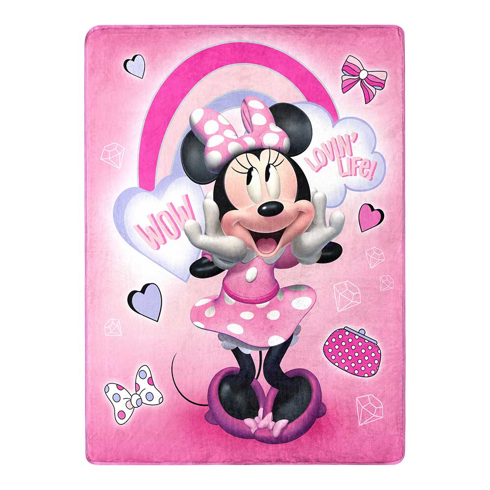 Disney Minnie Mouse Wow Minnie Micro Raschel Throw Blanket 46x60 Inches