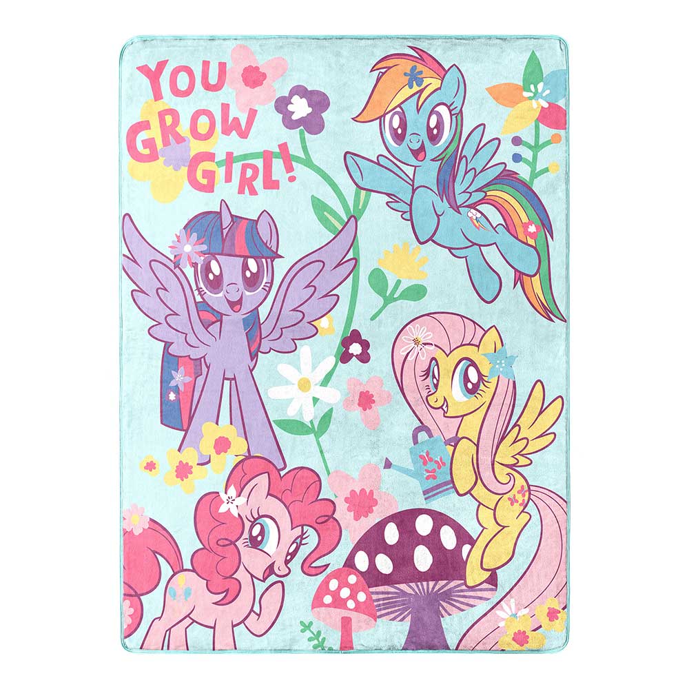 Hasbro My Little Pony You Grow Girl Micro Raschel Throw Blanket 46x60 Inches