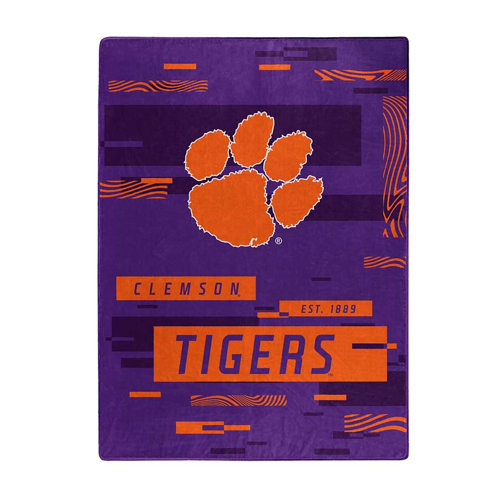 NCAA Digitize Clemson Tigers Raschel Throw Blanket 60x80 Inches