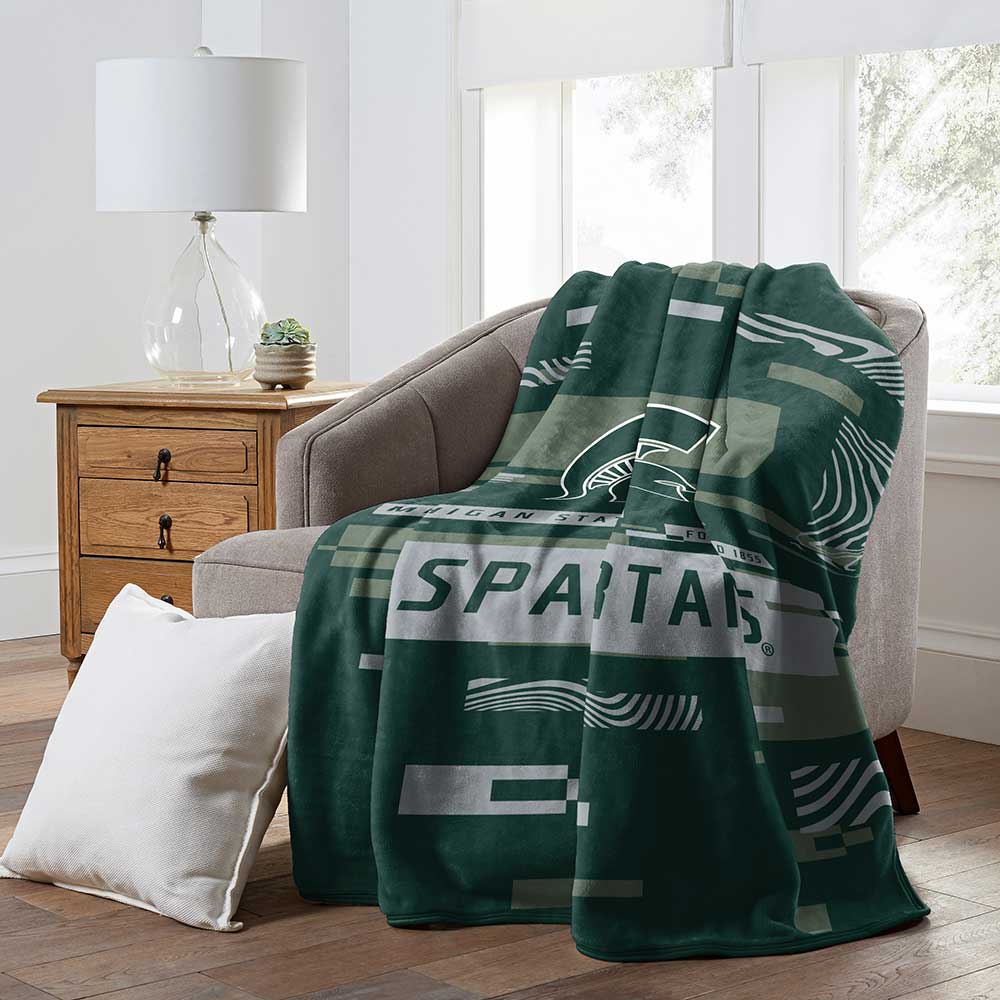 NCAA Digitize Michigan State Spartans Raschel Throw Blanket 60x80 Inch