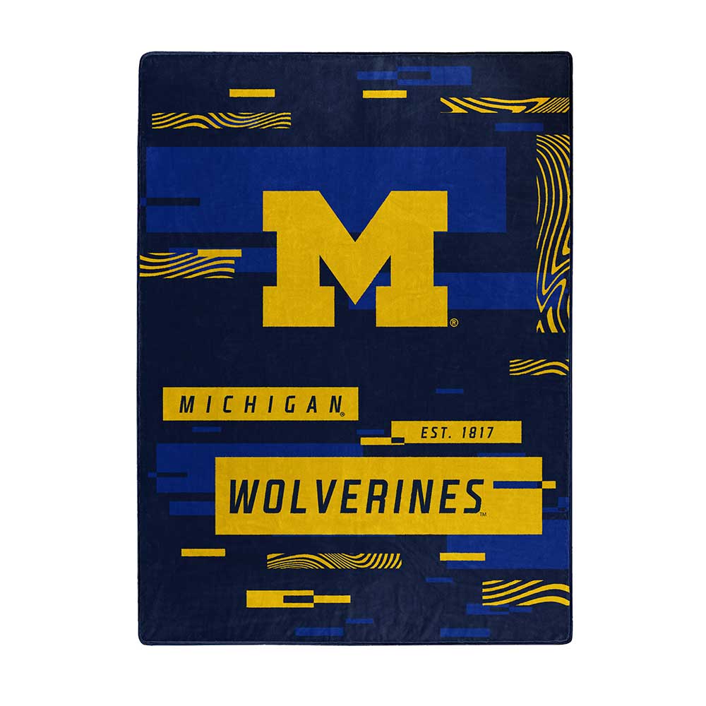 NCAA Digitize Michigan Wolverines Raschel Throw Blanket 60x80 Inches