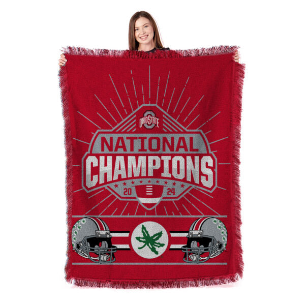 Ohio State Buckeyes NCAA 2024 FBC Peak Tapestry Throw Blanket 46X60 Inches