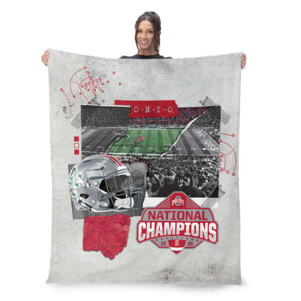 Ohio State Buckeyes NCAA 2024 FBC Champ Love Silk Touch Throw Blanket 50X60 Inches