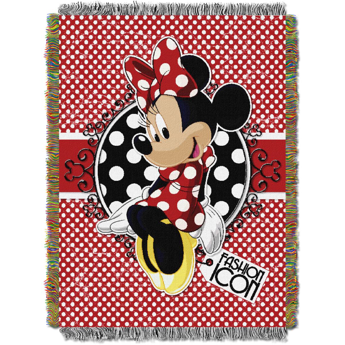 Disney Minnie Mouse Bowtique Forever Woven Tapestry Throw Blanket 48x60 Inches