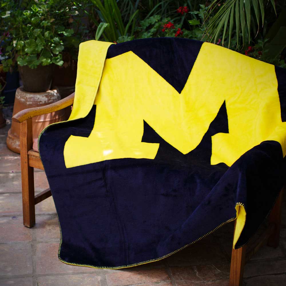 NCAA Michigan Wolverines Silver Knit Throw Blanket 60x72 Inches