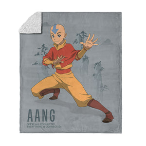 Nickelodeon Avatar: The Last Airbender Aang Connected Silk Touch Sherpa Throw Blanket 50x60 inches
