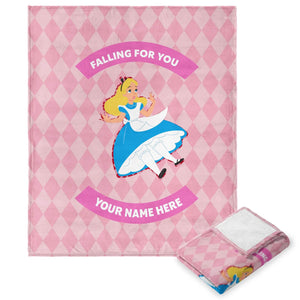 Disney Alice in Wonderland Personalized Falling For You Silk Touch Throw Blanket 50x60 Inches