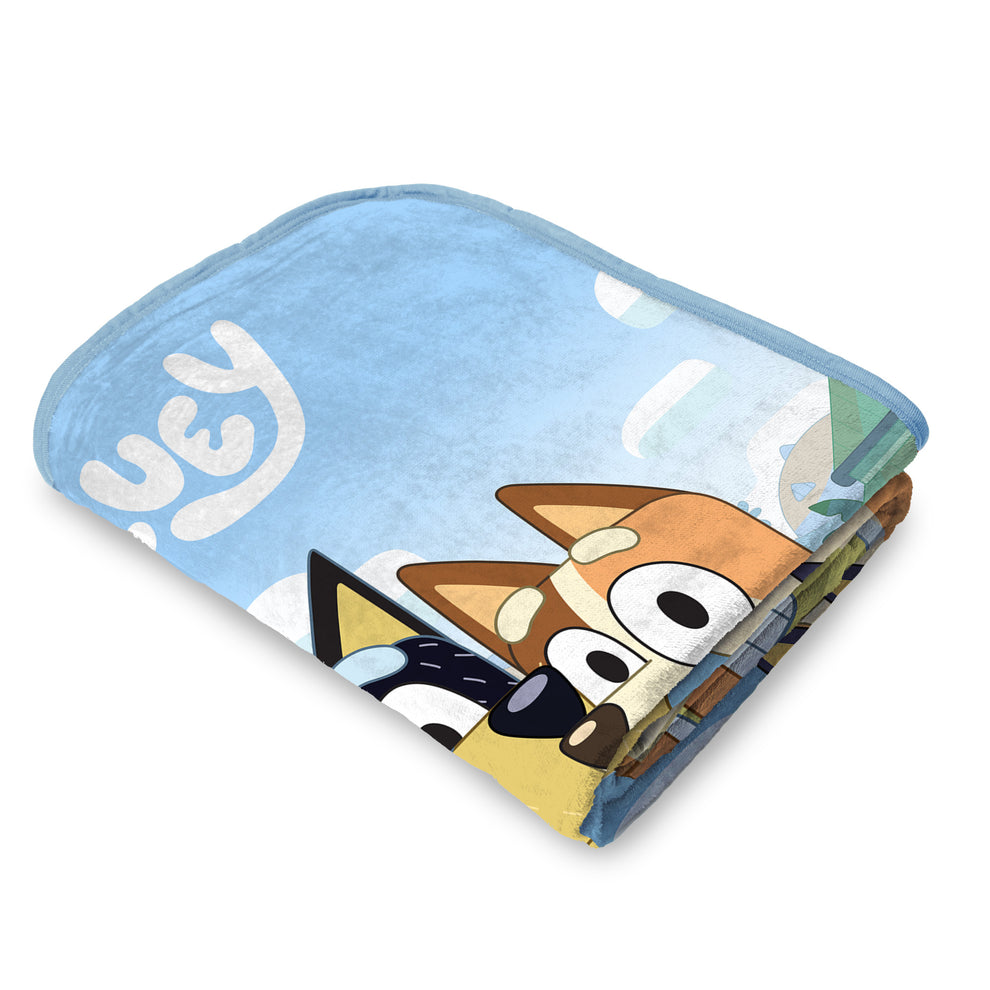 Bluey Micro Raschel Throw Blanket, Super Soft Blanket with Family Phot