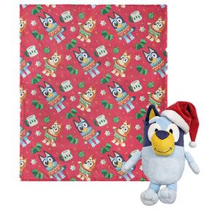 Bluey Festive Sweaters Character Hugger Pillow & Silk Touch Throw Blanket Set 40x50 Inches