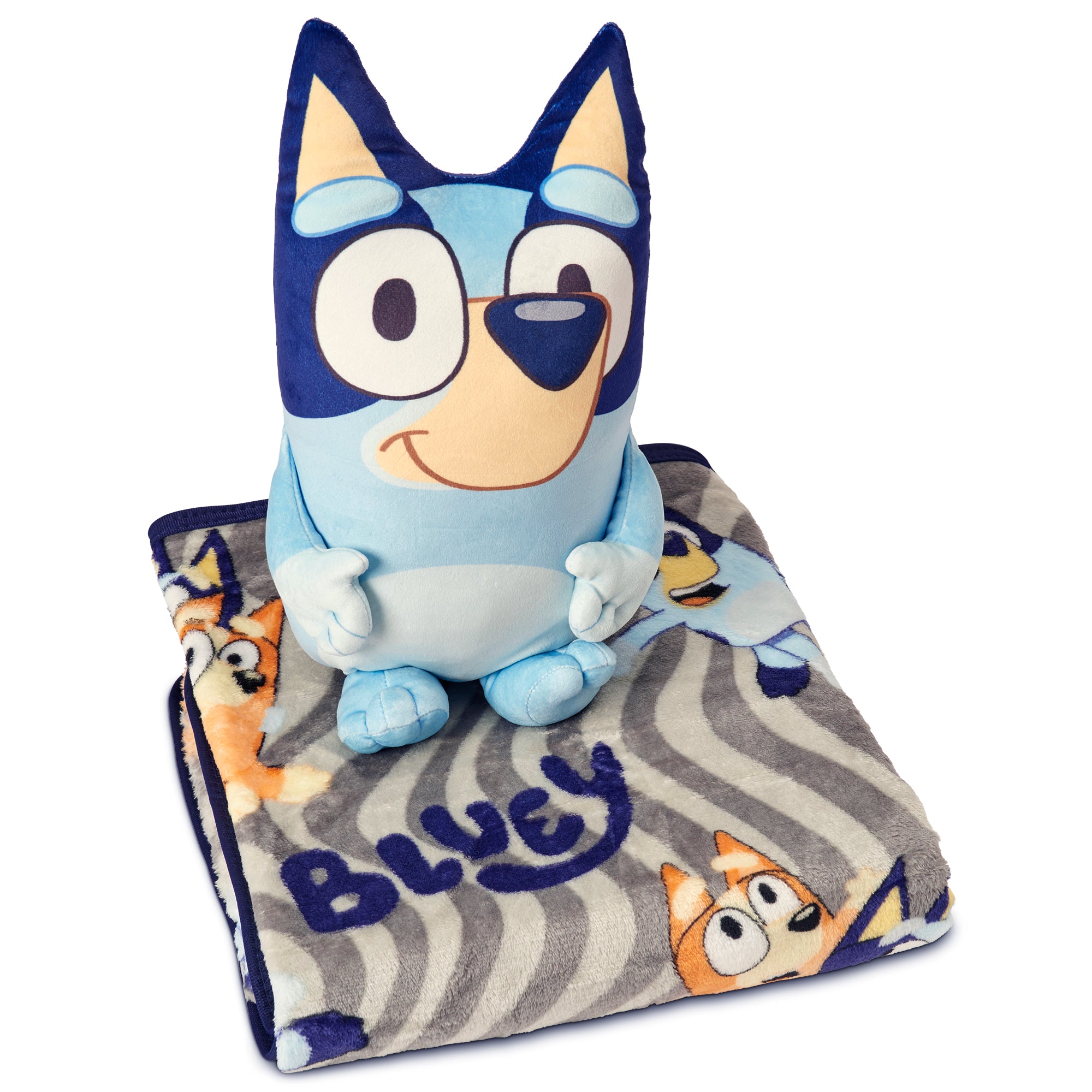 Bluey Fun 11 inch Character Hugger and 40 x 50 inch Throw Blanket Set