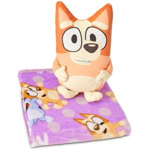 Bluey Bingo Lilac Dotty Fun 11 inch Character Hugger and 40 x 50 inch Throw Blanket Set