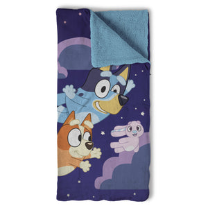 Bluey Slumber Pups Silk Touch Throw Blanket Sherpa Slumber Bag 27x56 Inches