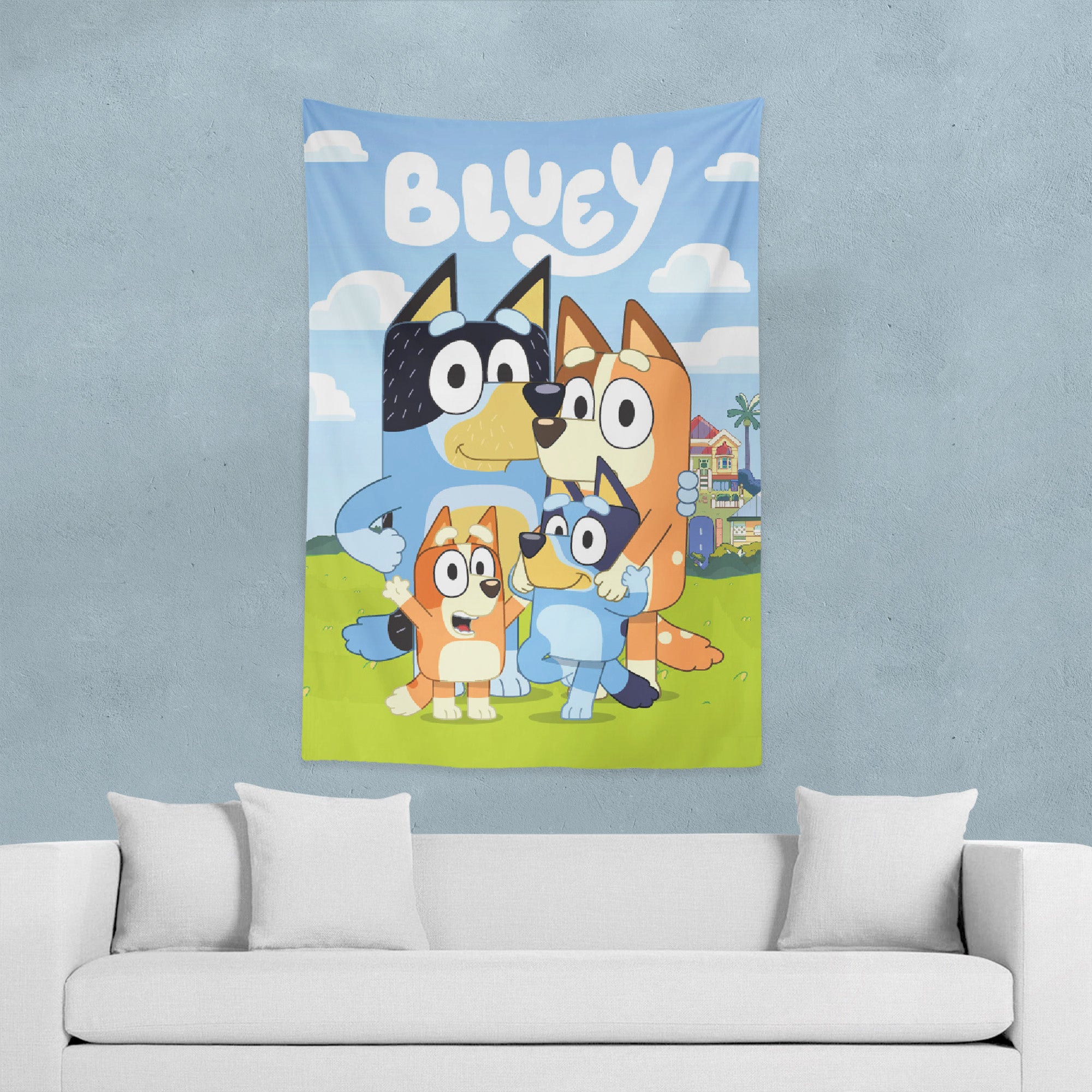 Bluey Hooray Hellers Wall Hanging Tapestry 40X57 inches