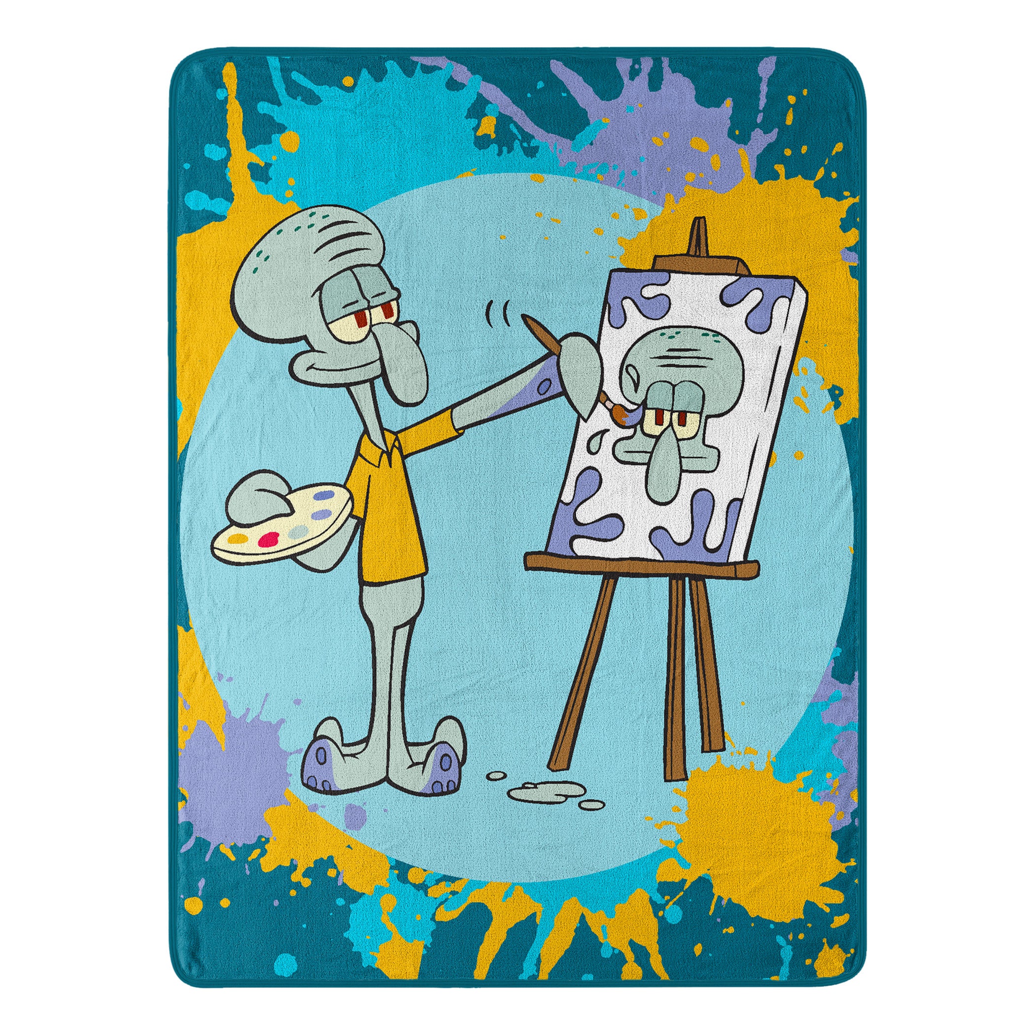 Nickelodeon Spongebob Squarepants Squidward Art Micro Raschel Throw Blanket 46x60 Inches