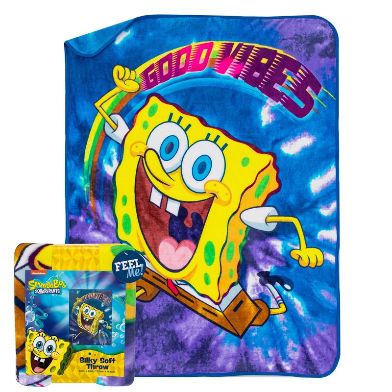 Nickelodeon Spongebob Squarepants Tie Dye Ready Silk Touch Throw Blanket 46x60 Inches