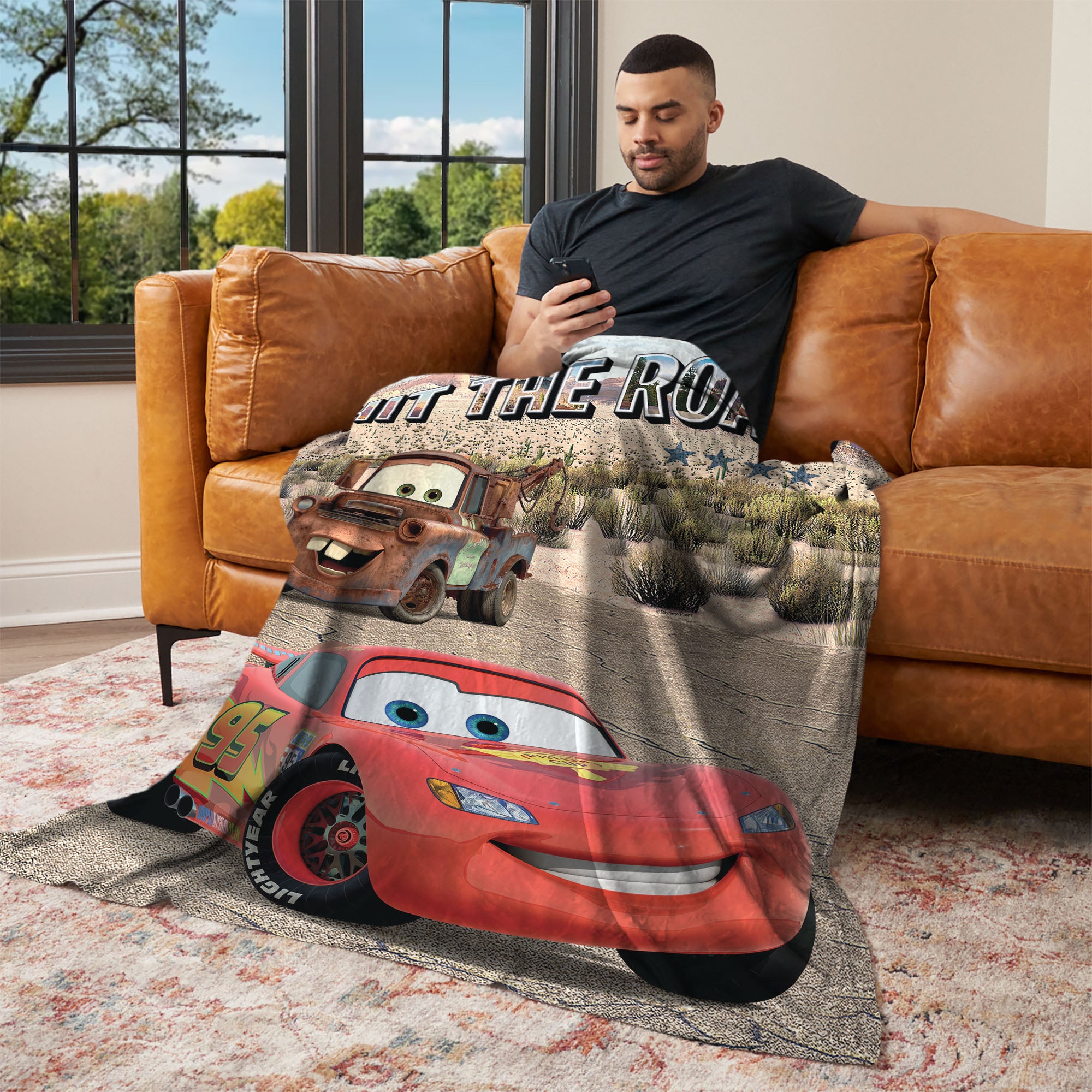 Disney Pixar Cars Off Road Traffic Silk Touch Throw Blanket 46x60 inches