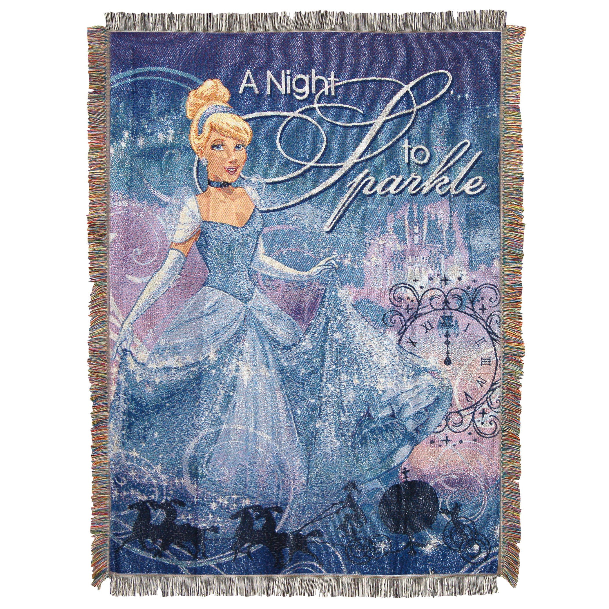 Disney Princesses A Night To Sparkle Metallic Tapestry Throw Blanket 48x60 Inches