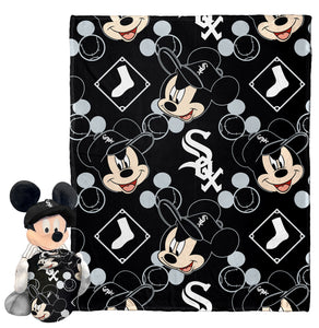 MLB Chicago White Sox Pitch Crazy Mickey Hugger Pillow & Silk Touch Throw Blanket Set 40x50 Inches