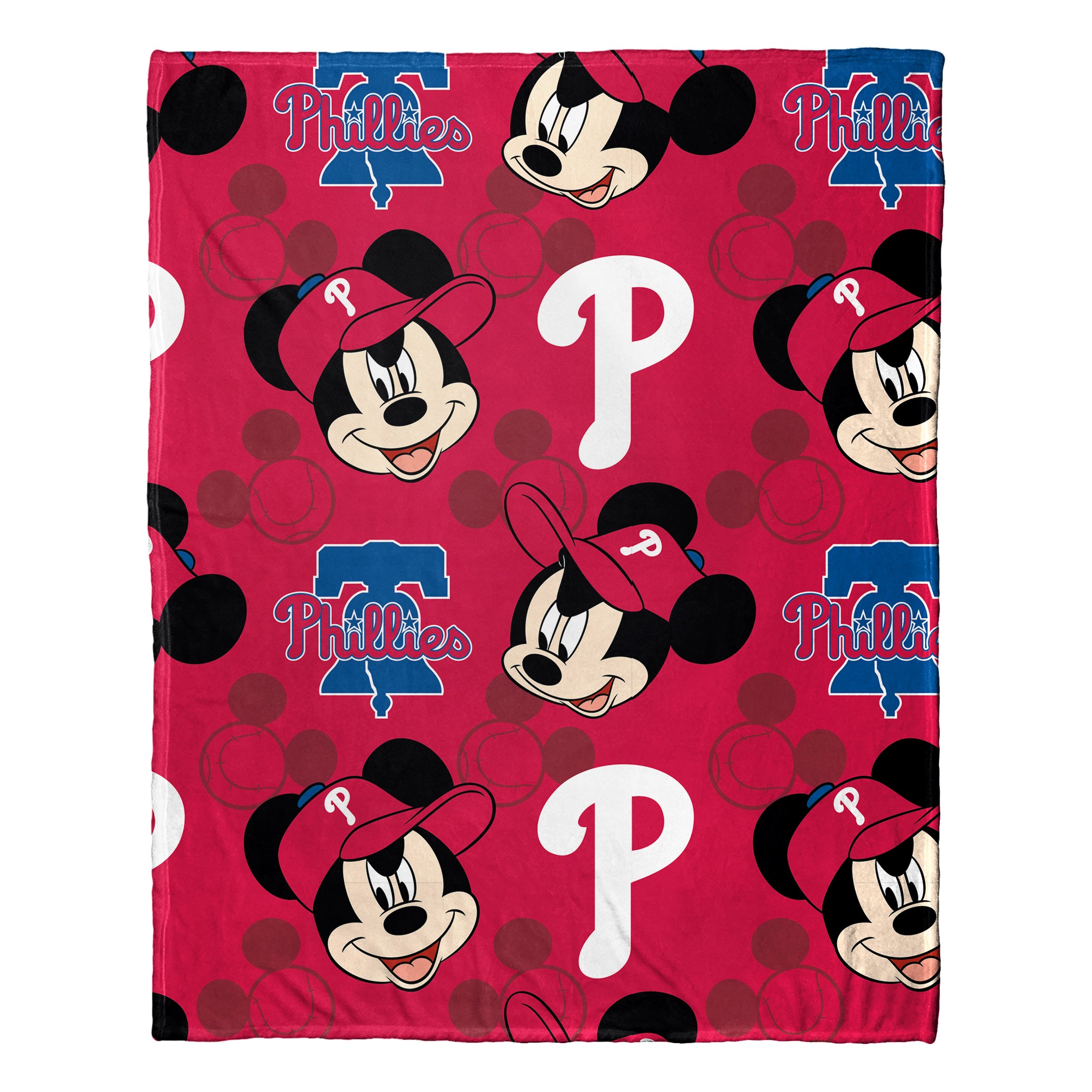 MLB Philadlephia Phillies Pitch Crazy Mickey Hugger Pillow & Silk Touch Throw Blanket Set 40x50 Inches