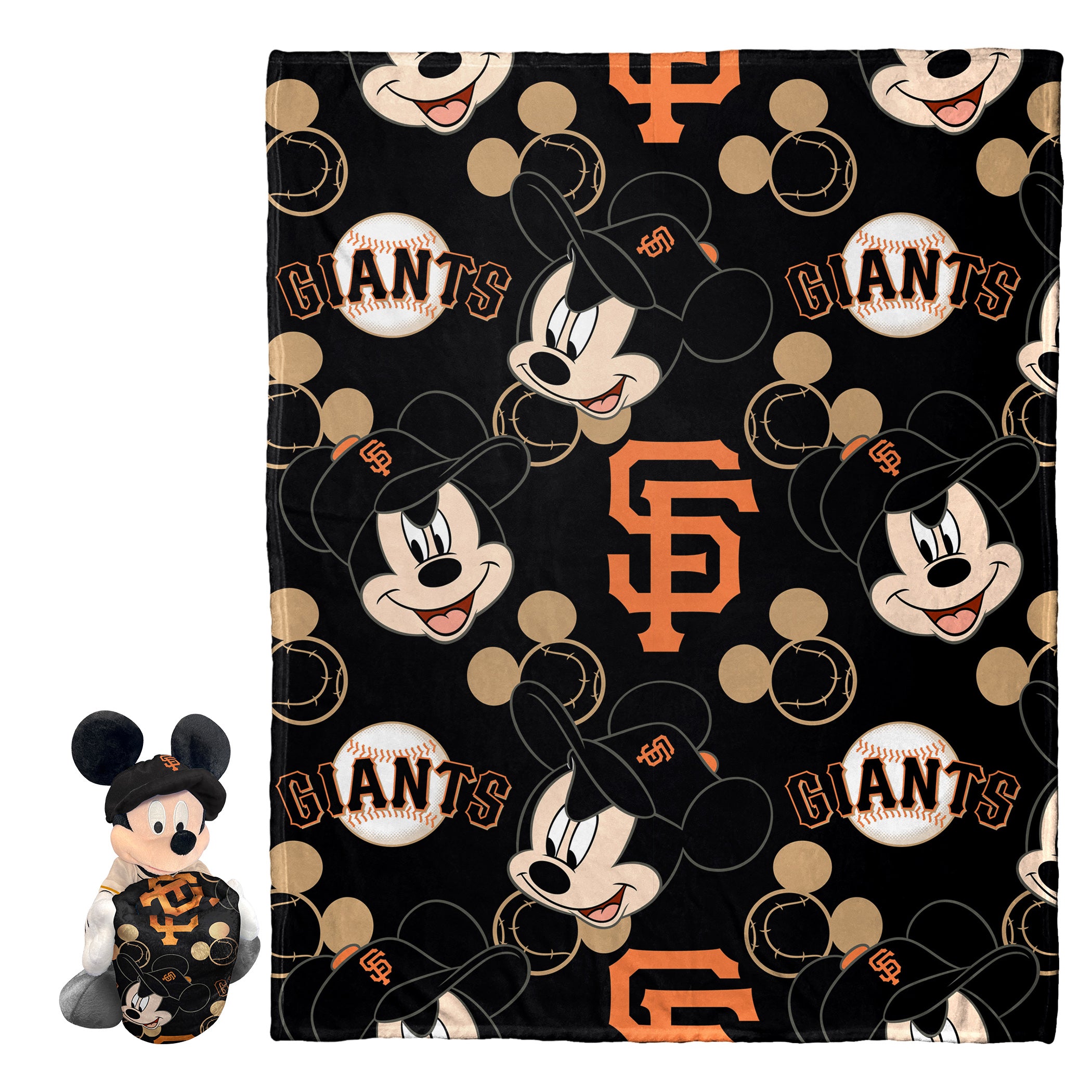 MLB San Francisco Giants Pitch Crazy Mickey Hugger Pillow & Silk Touch Throw Blanket Set 40x50 Inches