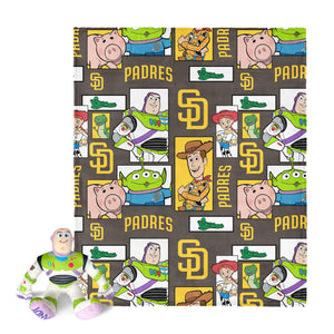 MLB San Diego Padres Disney Toy Story Buzz Lightyear Cameo Hugger Pillow & Silk Touch Throw Blanket Set 40x50 Inches