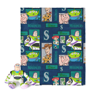 MLB Seattle Mariners Disney Toy Story Buzz Lightyear Cameo Hugger Pillow & Silk Touch Throw Blanket Set 40x50 Inches