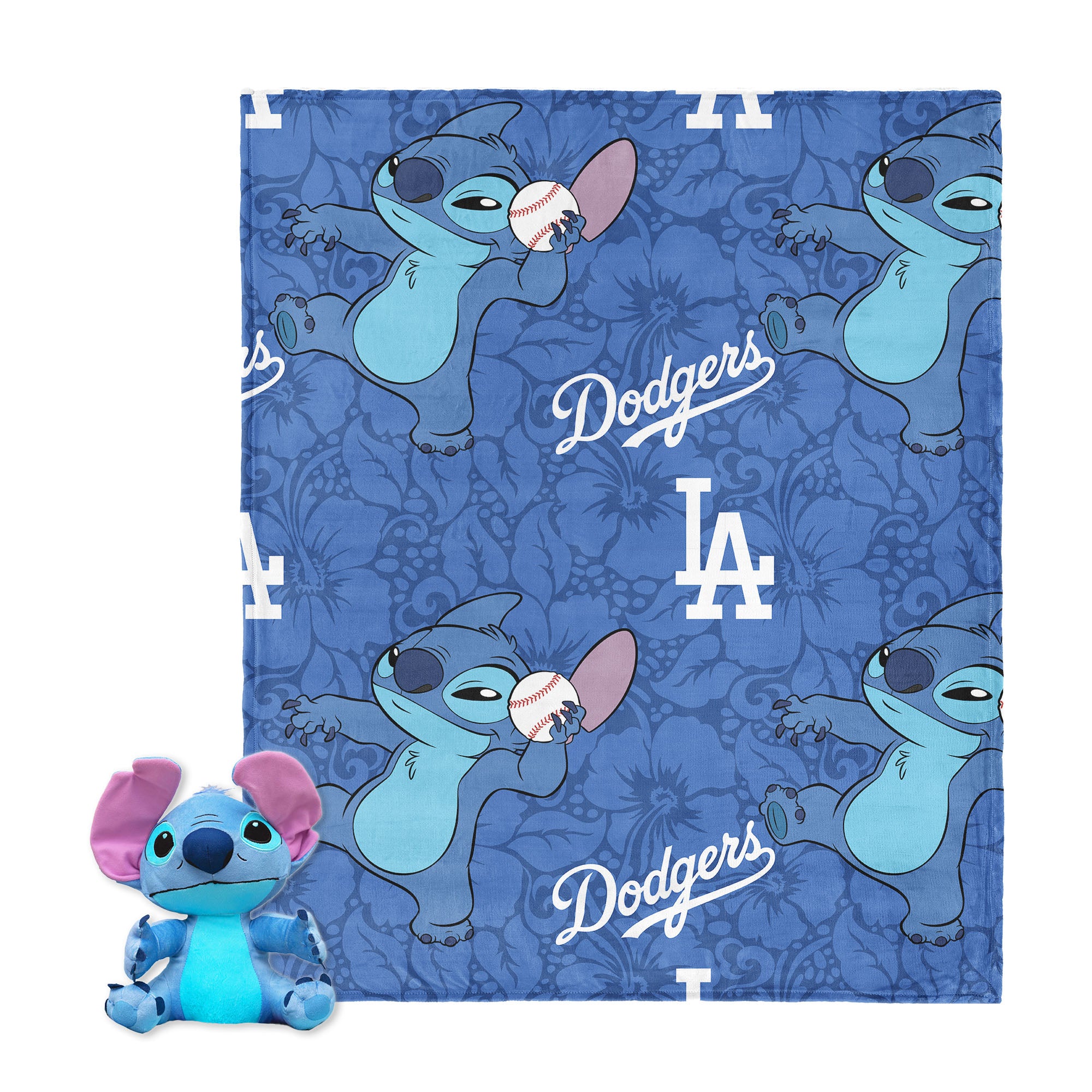 MLB Los Angeles Dodgers Strike Stitch Hugger Pillow & Silk Touch Throw Blanket Set 40x50 Inches