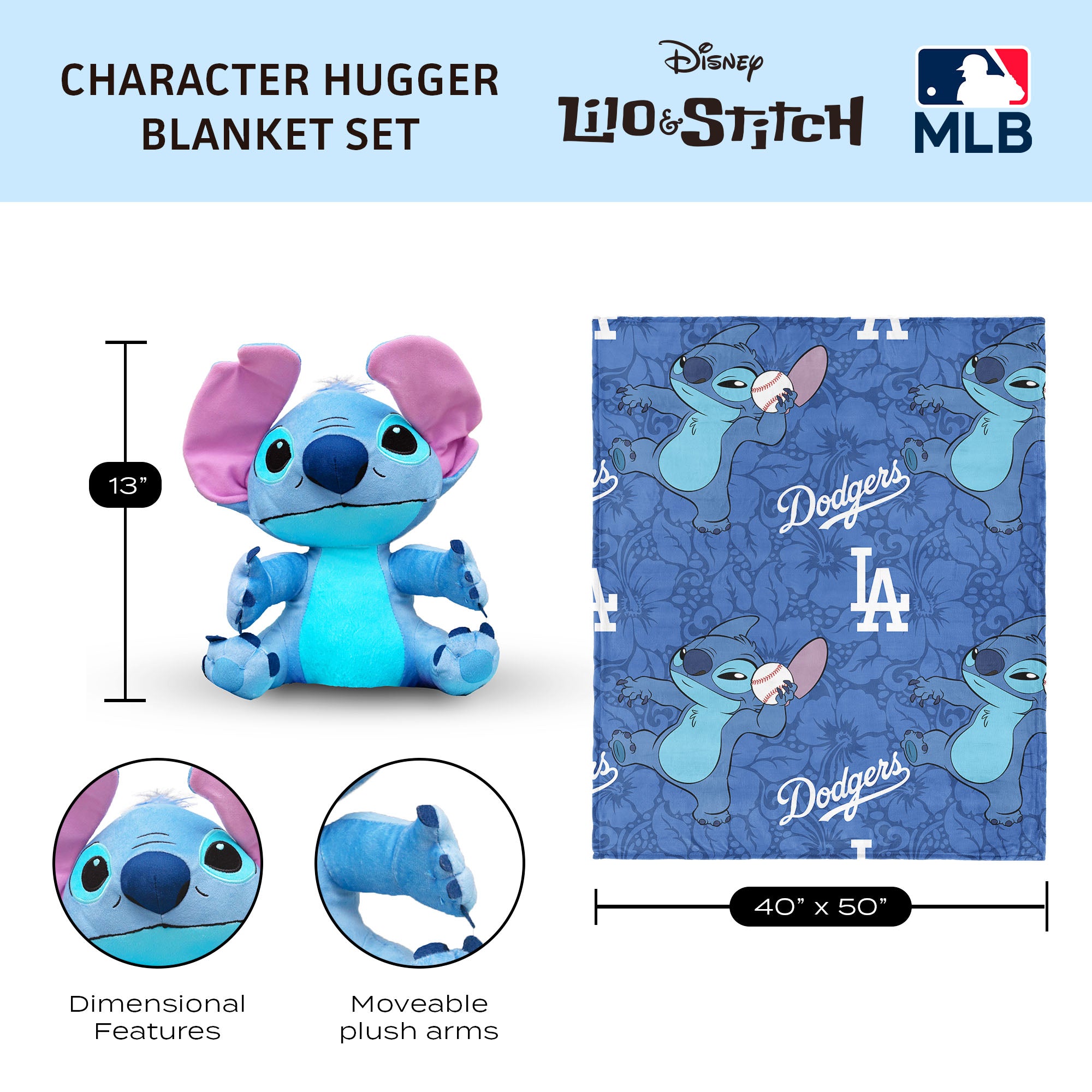 MLB Los Angeles Dodgers Strike Stitch Hugger Pillow & Silk Touch Throw