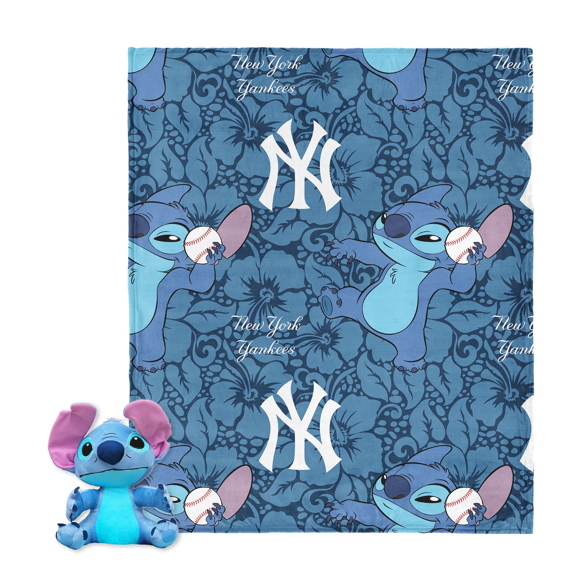 MLB New York Yankees Strike Stitch Hugger Pillow & Silk Touch Throw Blanket Set 40x50 Inches
