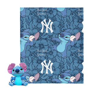 MLB New York Yankees Strike Stitch Hugger Pillow & Silk Touch Throw Blanket Set 40x50 Inches